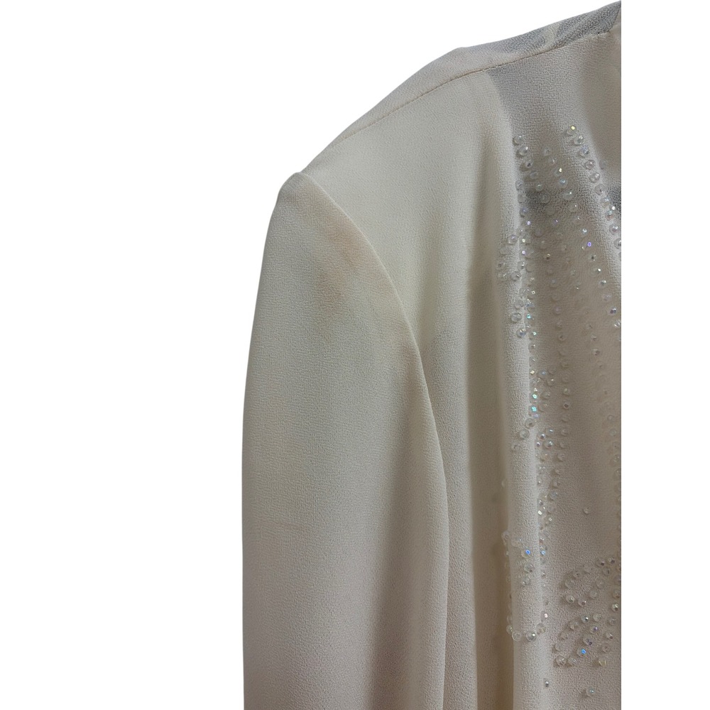 Jacket Beaded Elegant R&M Richards Women 20W Cream Sheer Chiffon Bell Sleeve - Picture 3 of 8